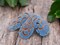 *6* 25x12mm Copper Washed Matte Transparent Capri Blue Mermaid Scale Large Drop Beads